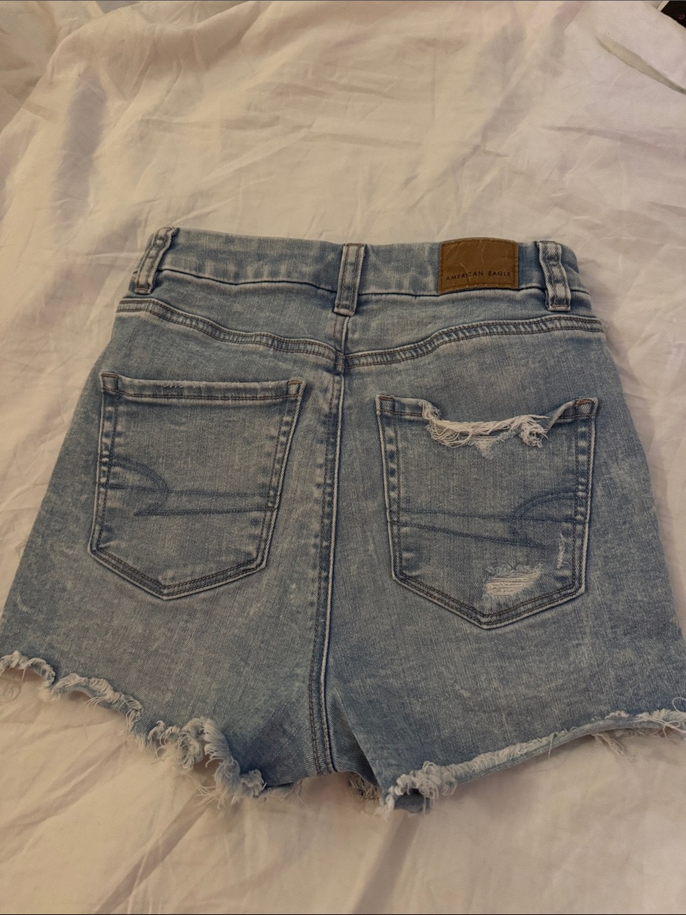 American Eagle Outfitters Pale Blue Distressed Denim Shorts